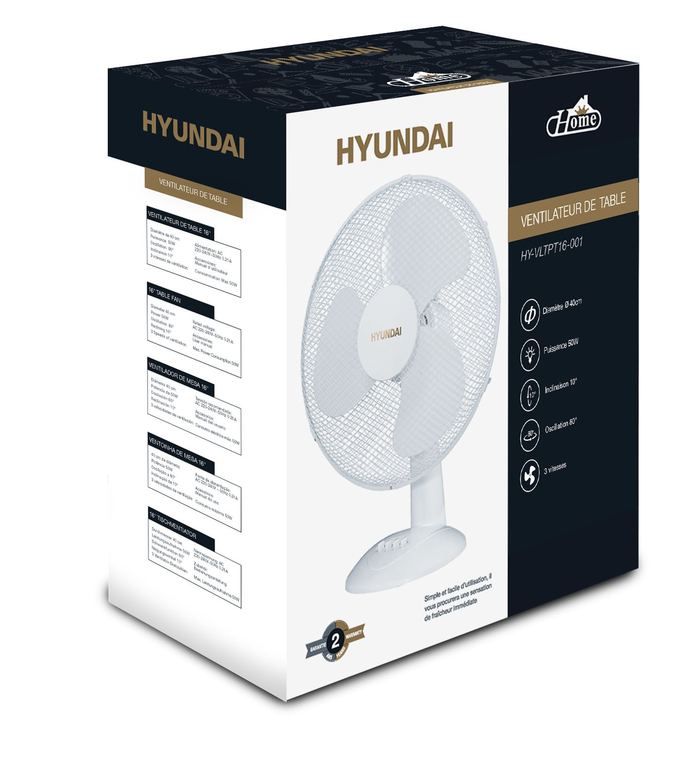 Ventilateur de table HYUNDAI HY-VLTPT16-001 16 50 W