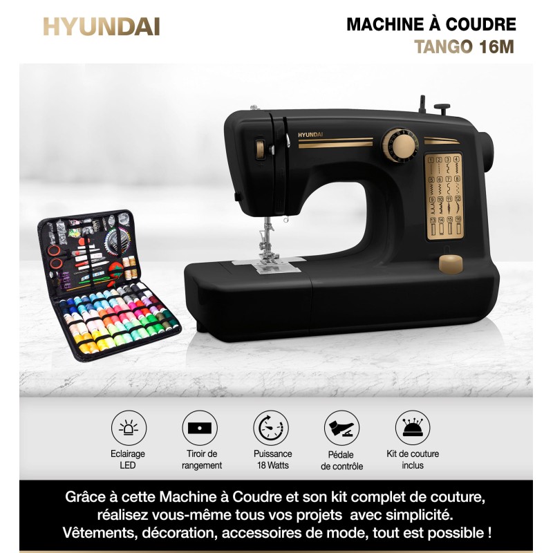 Machine à coudre HYUNDAI HY-MACM16M-001 16 points + kit de couture