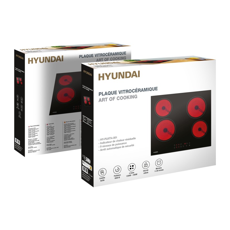 Plaque vitrocéramique HYUNDAI HY-PLVIT4-001 4 foyers 6000W