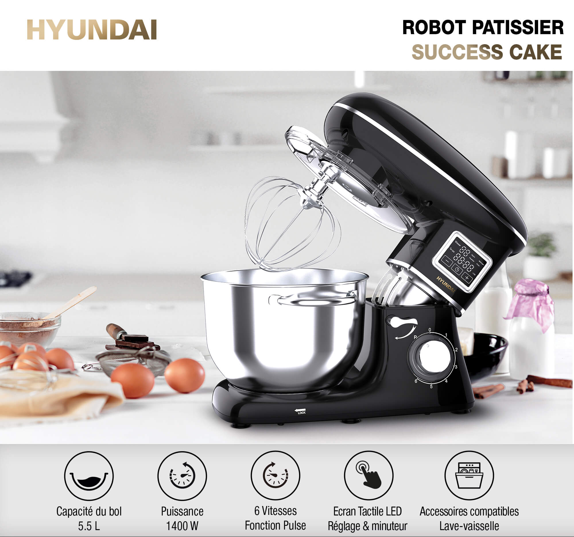 Robot culinaire 1 litre de capacité - Fouet