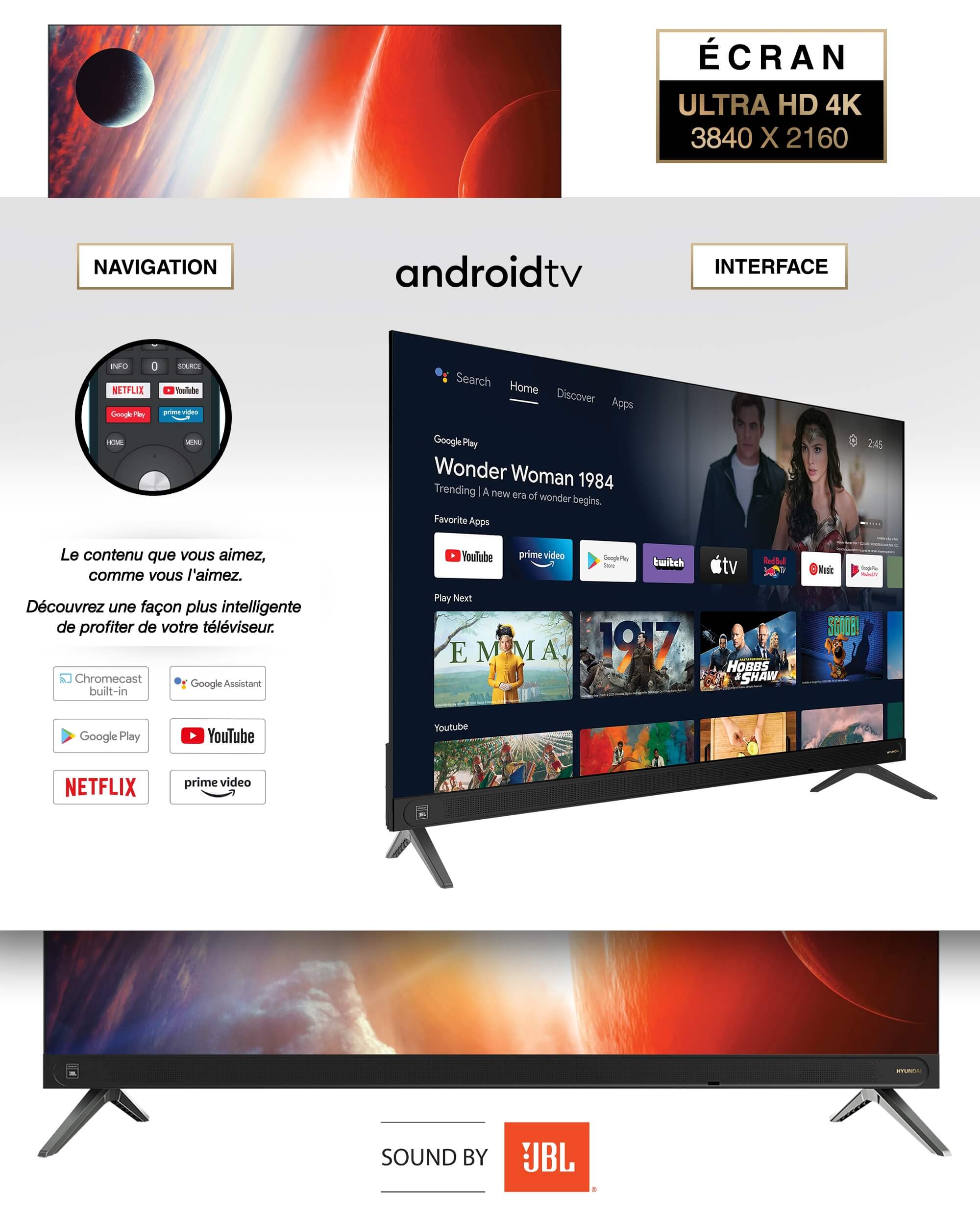 Android TV LED HYUNDAI HY-TVS50UHJBL-1 50'' (126 cm) 4K